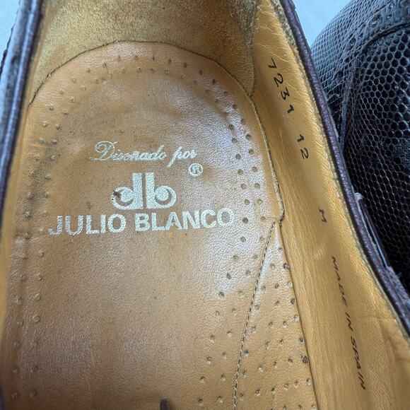 Julio Blanco Brown Lizard Embossed Oxford Dress Shoes 12 - Picture 7 of 8